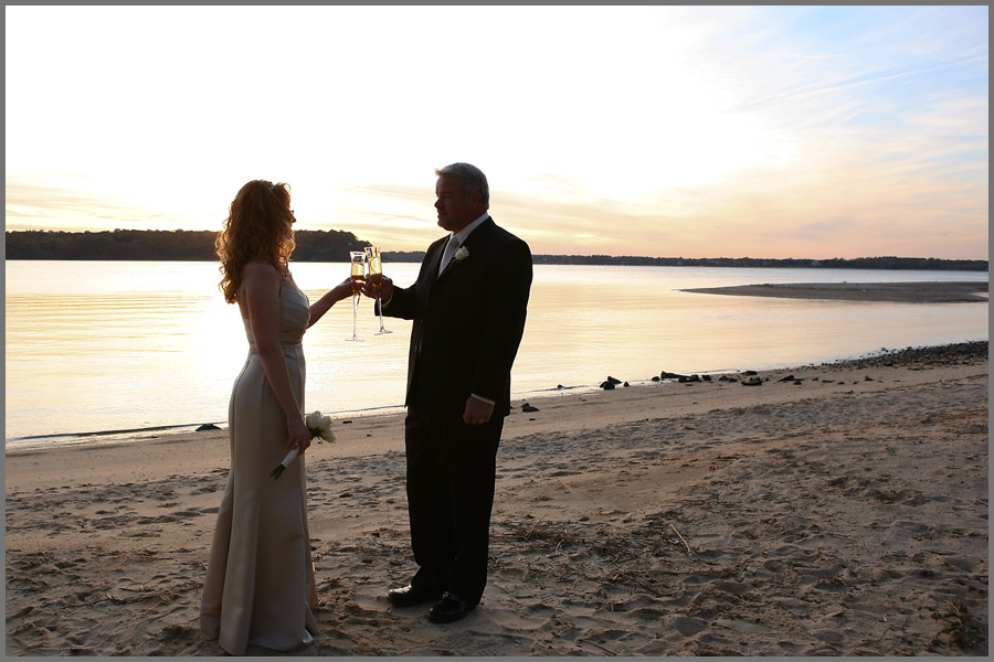 sunset wedding on a long island beach