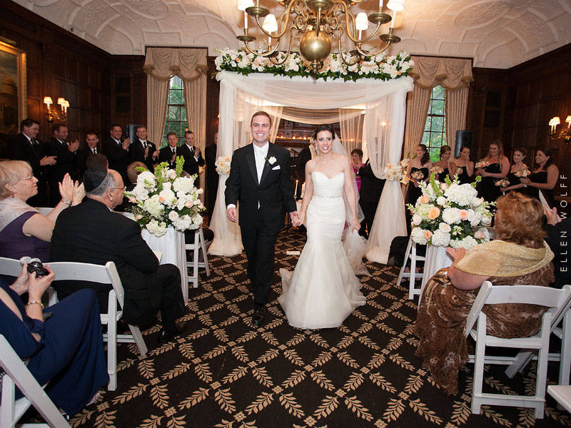floral and fabric wedding chuppah at muttontown cc