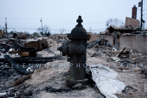 a fire hydrant at the site of the massive fire during Hurricane Sandy