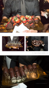 chocolate covered desserts served by cosutmed servers